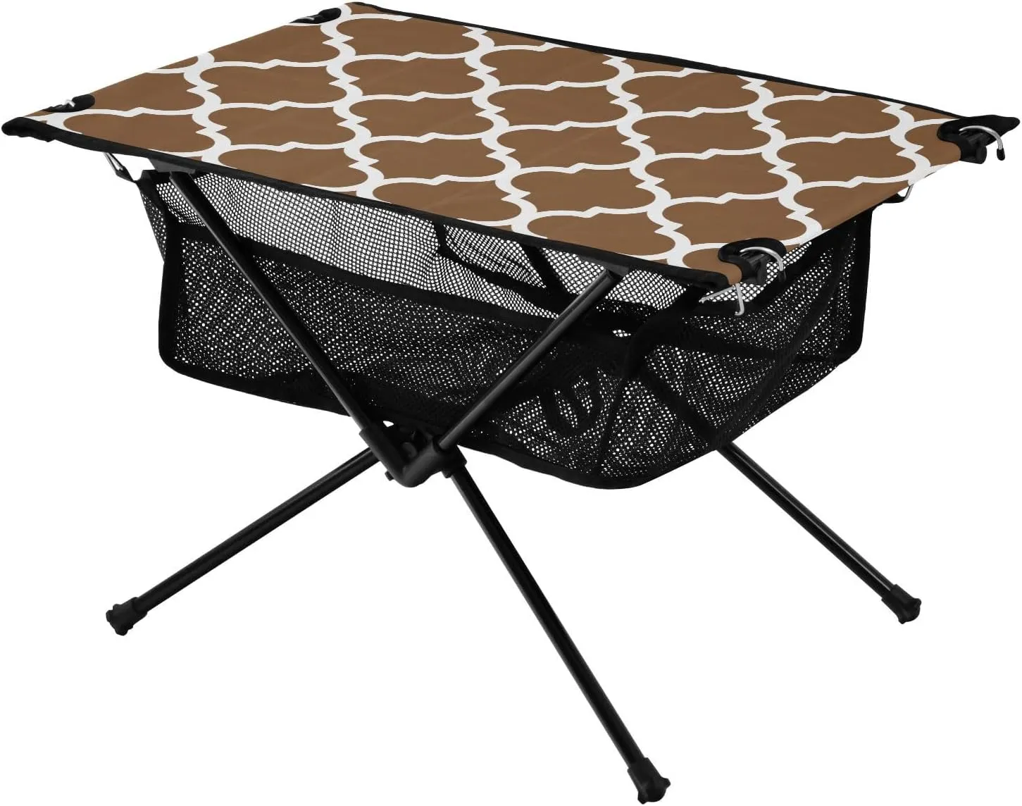 Emelivor Husk Brown Geometric Morocco Folding Camping Table Portable Beach Table with Carry Bag Small Craft Table for Outdoor Picnic Camping Travel Fishing