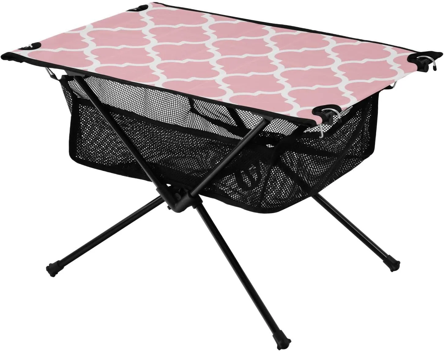 Emelivor Ticklend Pink Geometric Morocco Folding Camping Table Portable Beach Table with Carry Bag Small Craft Table for Camping Fishing Picnic Garden Outdoor