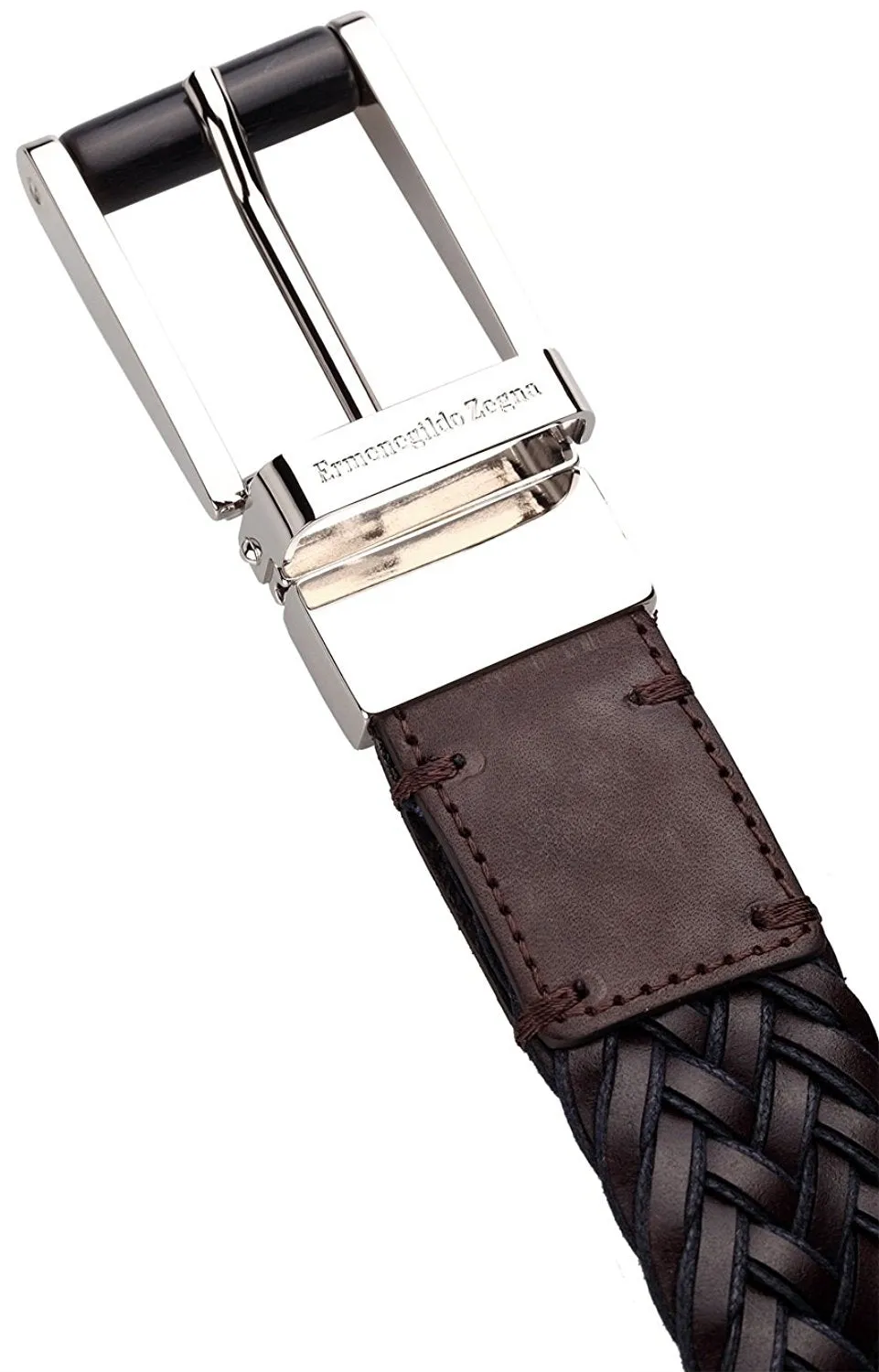 Ermenegildo Zegna Men's Braided Leather and Cotton Weave Belt