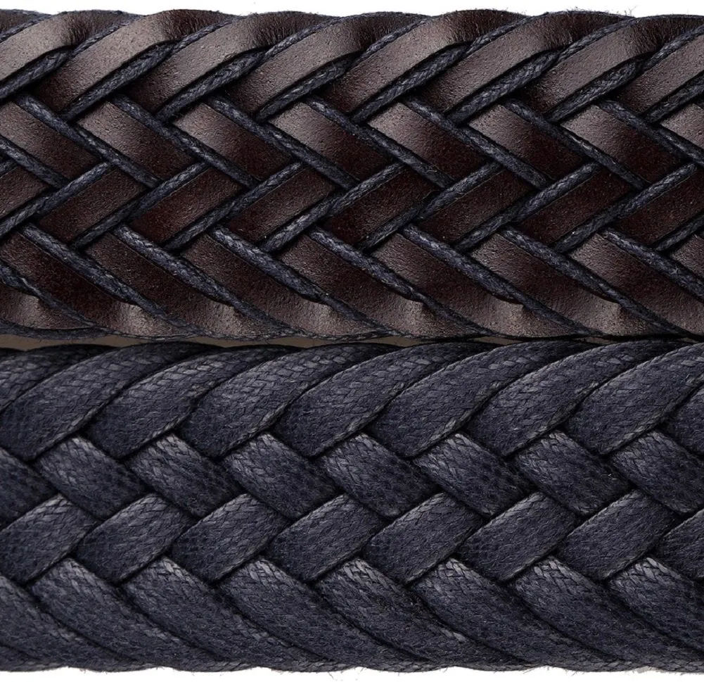 Ermenegildo Zegna Men's Braided Leather and Cotton Weave Belt