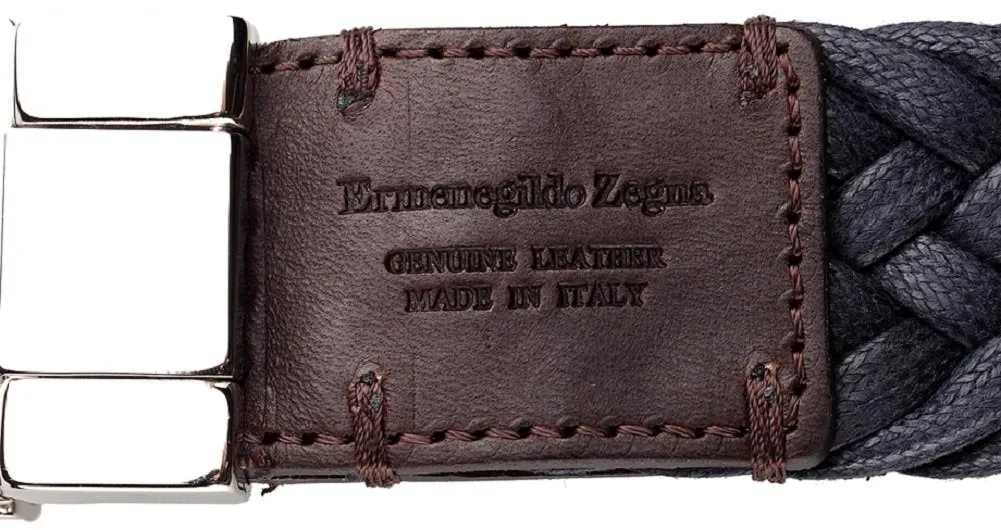 Ermenegildo Zegna Men's Braided Leather and Cotton Weave Belt