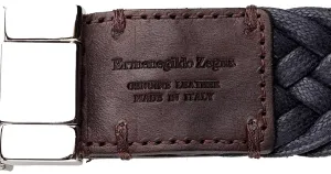 Ermenegildo Zegna Men's Braided Leather and Cotton Weave Belt