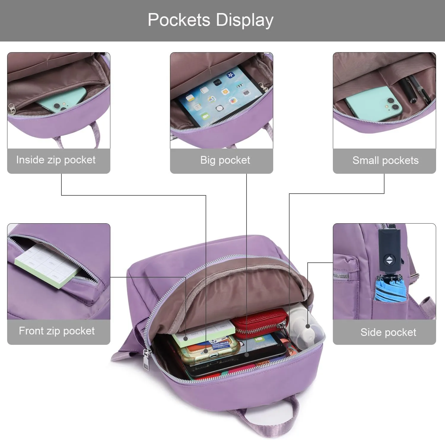 Etercycle Mini Backpack Purse for women, Small Backpack Purse, Shoulder Bag for Travel (Purple)