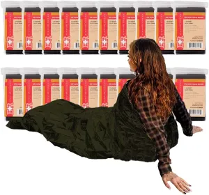 Ever Ready First Aid Mylar Rescue Blanket, Large Olive Thermal Sheet for Emergency and Survival, 54” x 84” – 20 Count