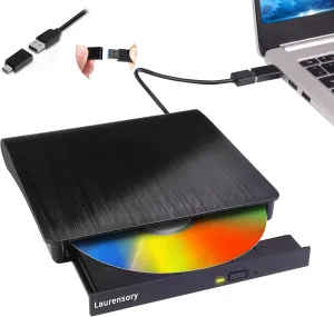 External DVD Drive USB 3.0 Type-C USB Portable Player for Laptop CD DVD  /-RW Disk Drive CD ROM Burner Writer CD/DVD Burner Reader Compatible with Desktop Windows Linux OS Apple MacBook