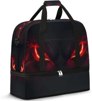 Eyes Angry Red Travel Duffle Bags With Shoes Compartment for Women Men Weekender Overnight Bag Foldable Sports Tote Gym Carry On Luggage Handlebag for Travel Yoga Hospital Workout