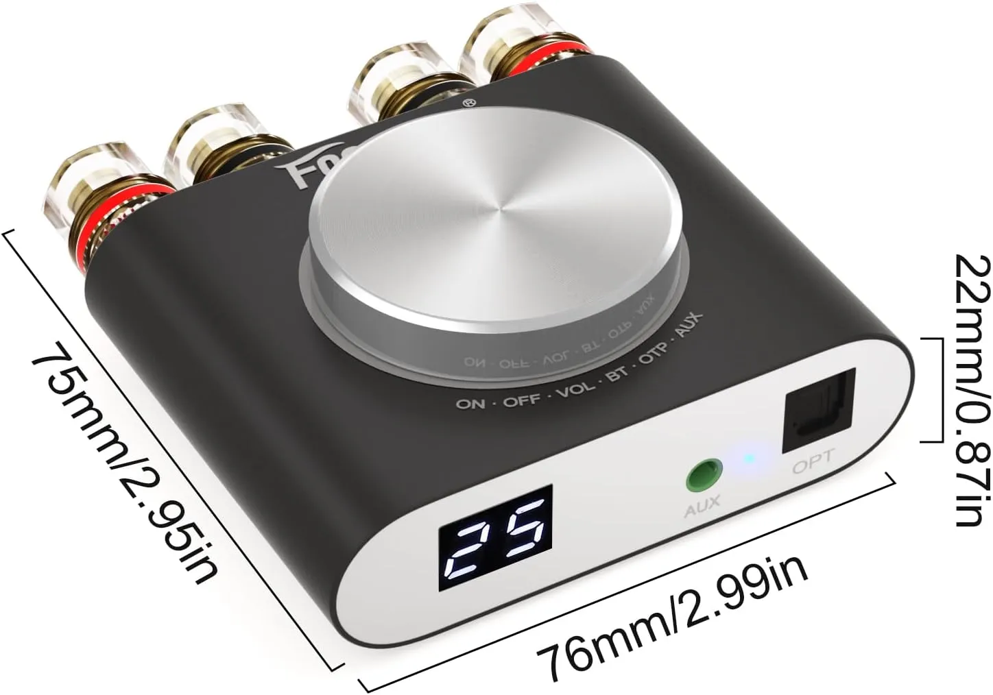 Facmogu M6 200W Mini Bluetooth 5.0 Audio Power Amplifier, 100Wx2 Dual Channel HiFi Stereo Mini Speaker AMP w/Optical/AUX/BT Input, Home Audio Wireless Amplifier Receiver with 24V Power Supply - Black
