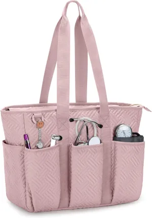 Fasrom Nurse Tote Bag for Work Nurses, Clinical Bag for Nursing Students and Home Health Care Staff, Pink (Empty Bag Only)
