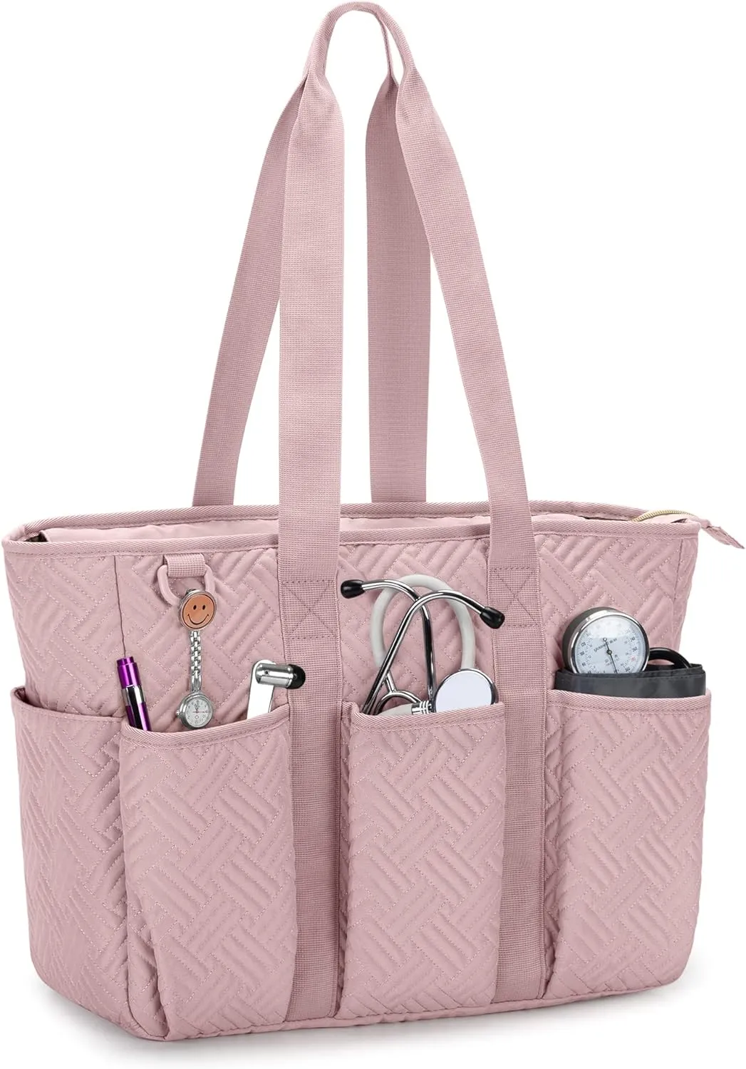 Fasrom Nurse Tote Bag for Work Nurses, Clinical Bag for Nursing Students and Home Health Care Staff, Pink (Empty Bag Only)