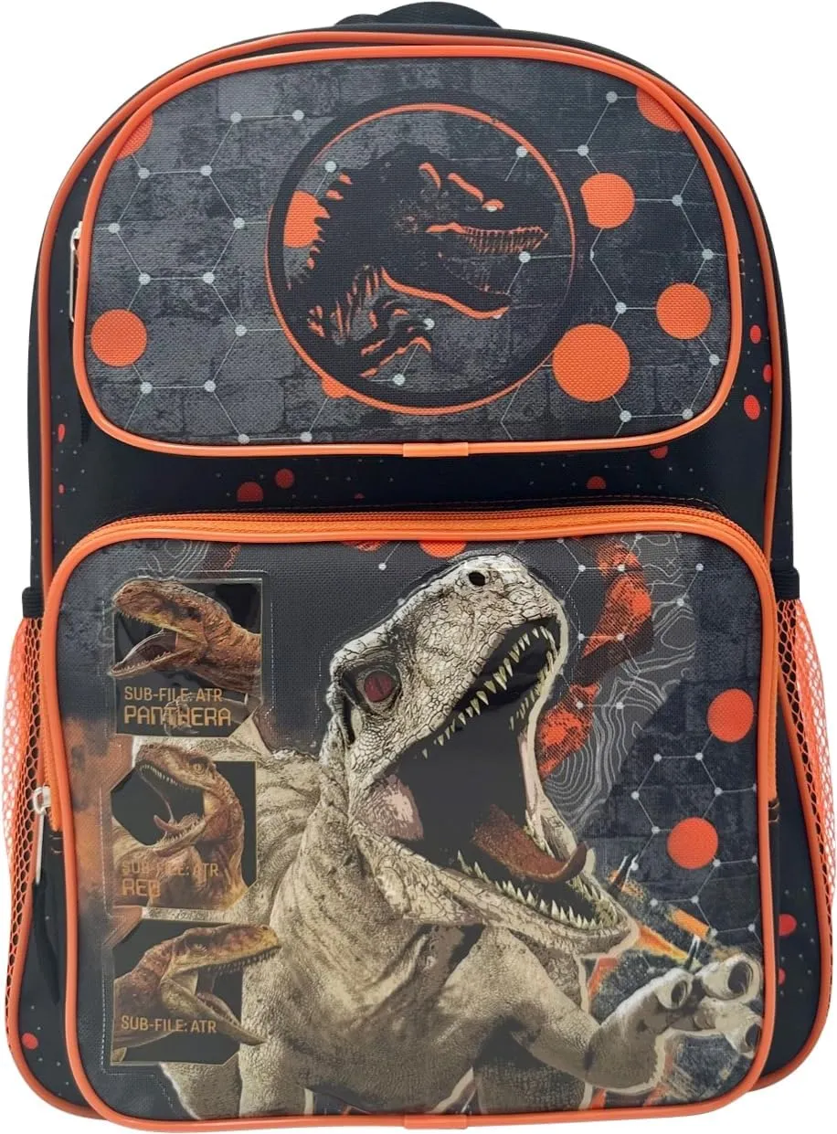 Fast Forward Kid’s Licensed 16” Large School Backpacks with Multiple Pockets (Jurassic World)