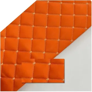 Faux Leather Fabric Quilted Leather Diamond Stitch Padded Cushion Linen Wadding Faux Leather Interior Vehicle Upholstery Fabric (Colour: Orange,Size: 1.6x1m/5.25x3.28ft)(Oranje,1.6x1m)