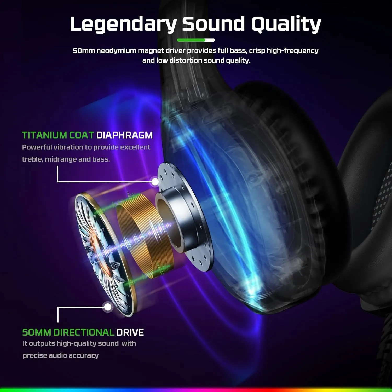 FC100 Gaming Headset with Microphone for PS4, PS5, Switch, Xbox, PC, Mac, Gamer Headset with RGB Light, Computer Headphones with Mic