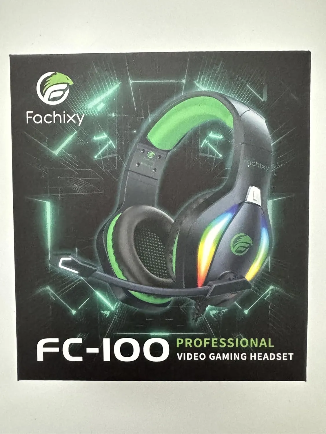 FC100 Gaming Headset with Microphone for PS4, PS5, Switch, Xbox, PC, Mac, Gamer Headset with RGB Light, Computer Headphones with Mic