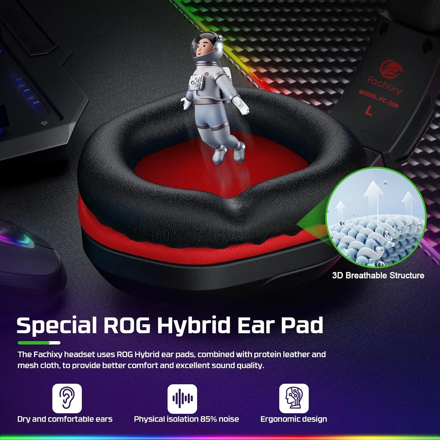 FC200 PC Gaming Headset for PS4, PS5, Switch, Xbox One, Mac, Noise Canceling Headphones with Microphone, Computer Headset with 3.5mm Jack & RGB Light