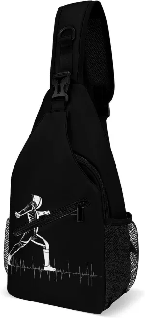Fencing Heartbeat Fence Sport Sling Bags Travel Crossbody Shoulder Backpack Casual Daypack with Strap for Men Women