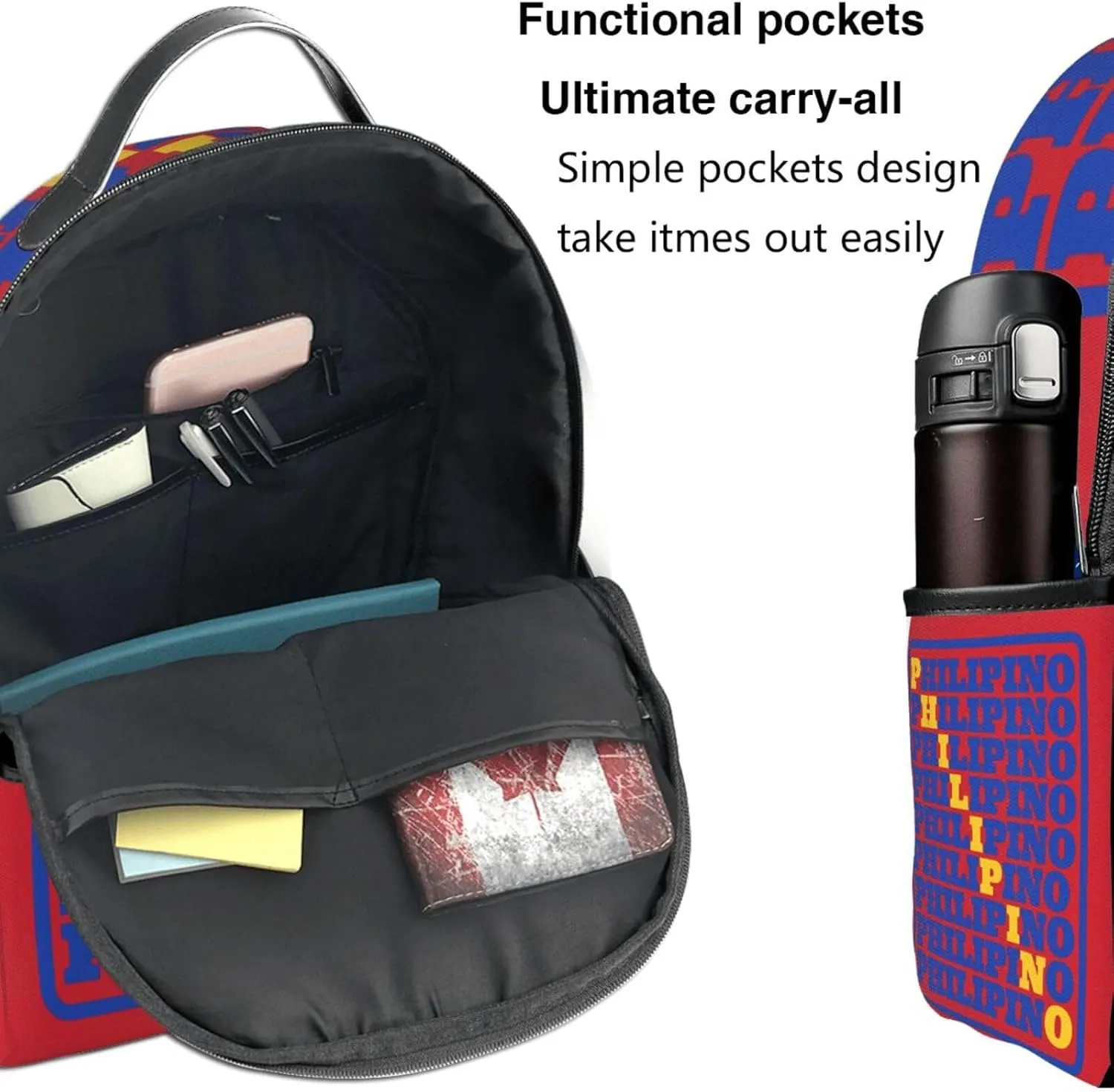Filipino Philippines Flag Casual Backpacks Laptop Backpack Carry-on Daypack Sports Travel Rucksack Lightweight Working Bag for Outdoor Hiking Cycling Walking