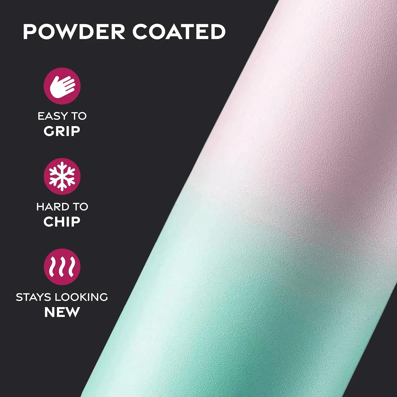 FineDine Water Bottle - Stainless Steel Insulated Water Bottle with Straw Lid, Flip Lid & Wide-Mouth Cap - Keeps Hot and Cold - 40 Oz / 1.18L - Dreamy Pink-Green