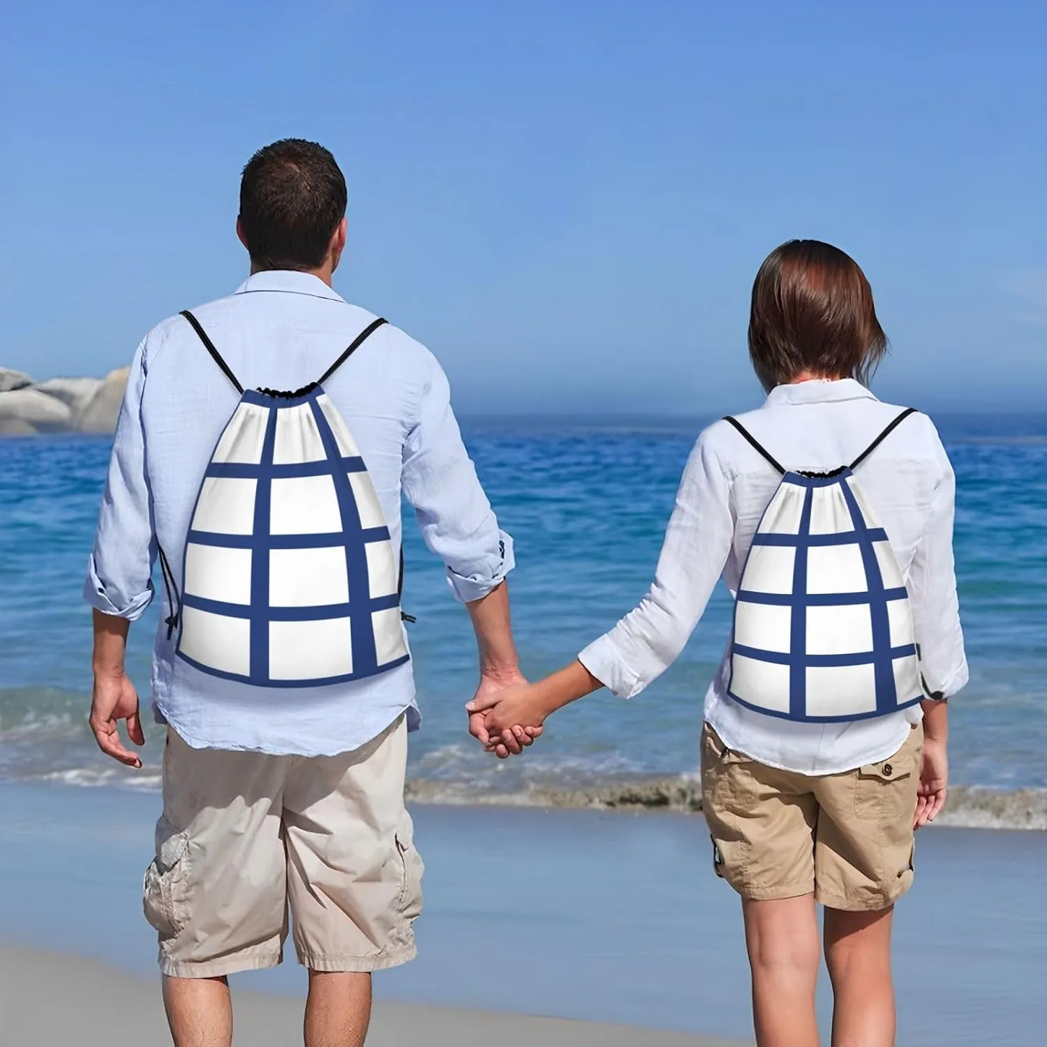 Finnish Flag Stylish Drawstring Backpacks Cinch Bags, Gym Cinch Bag Polyester String Bag For Men Women