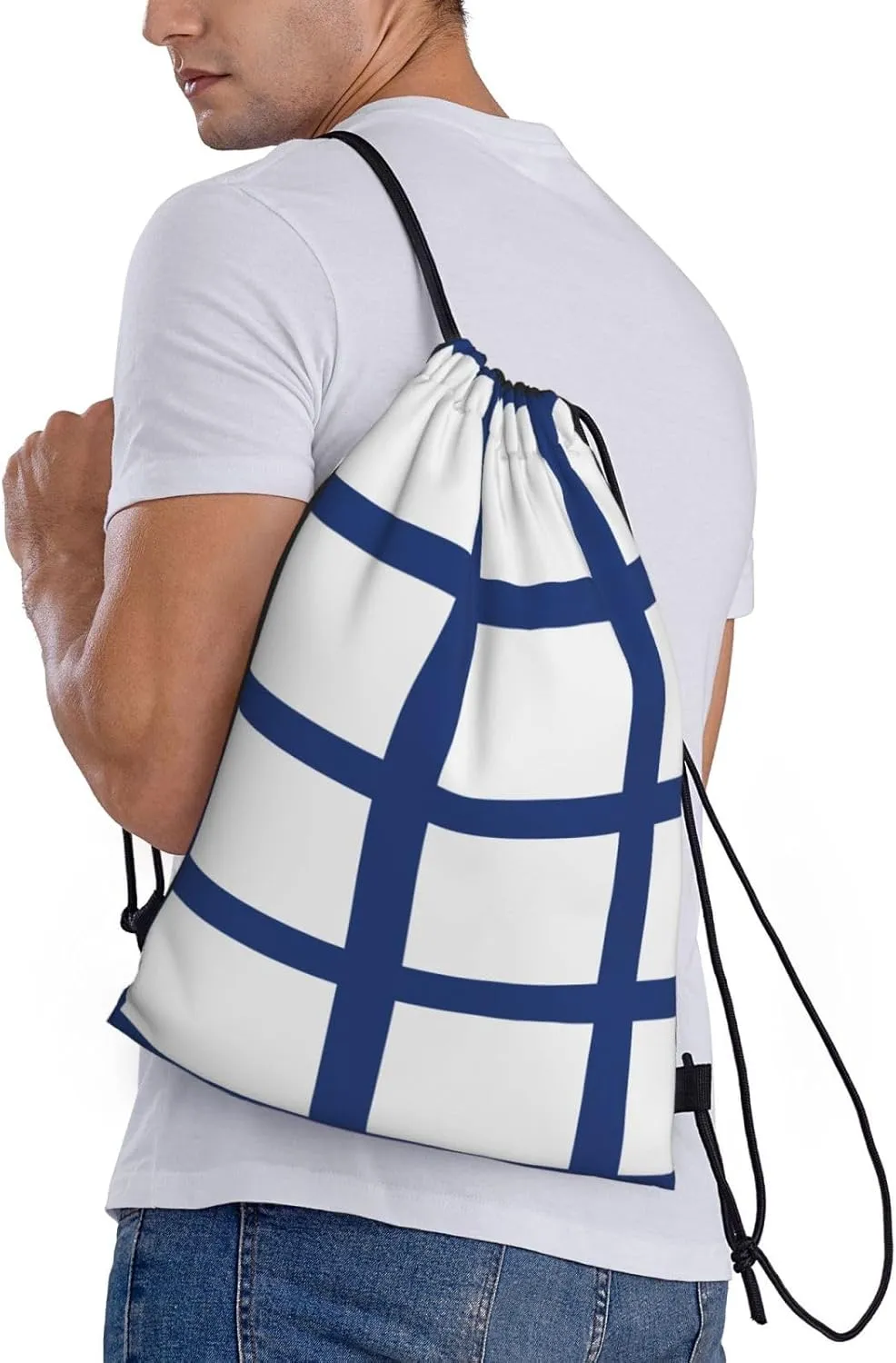 Finnish Flag Stylish Drawstring Backpacks Cinch Bags, Gym Cinch Bag Polyester String Bag For Men Women
