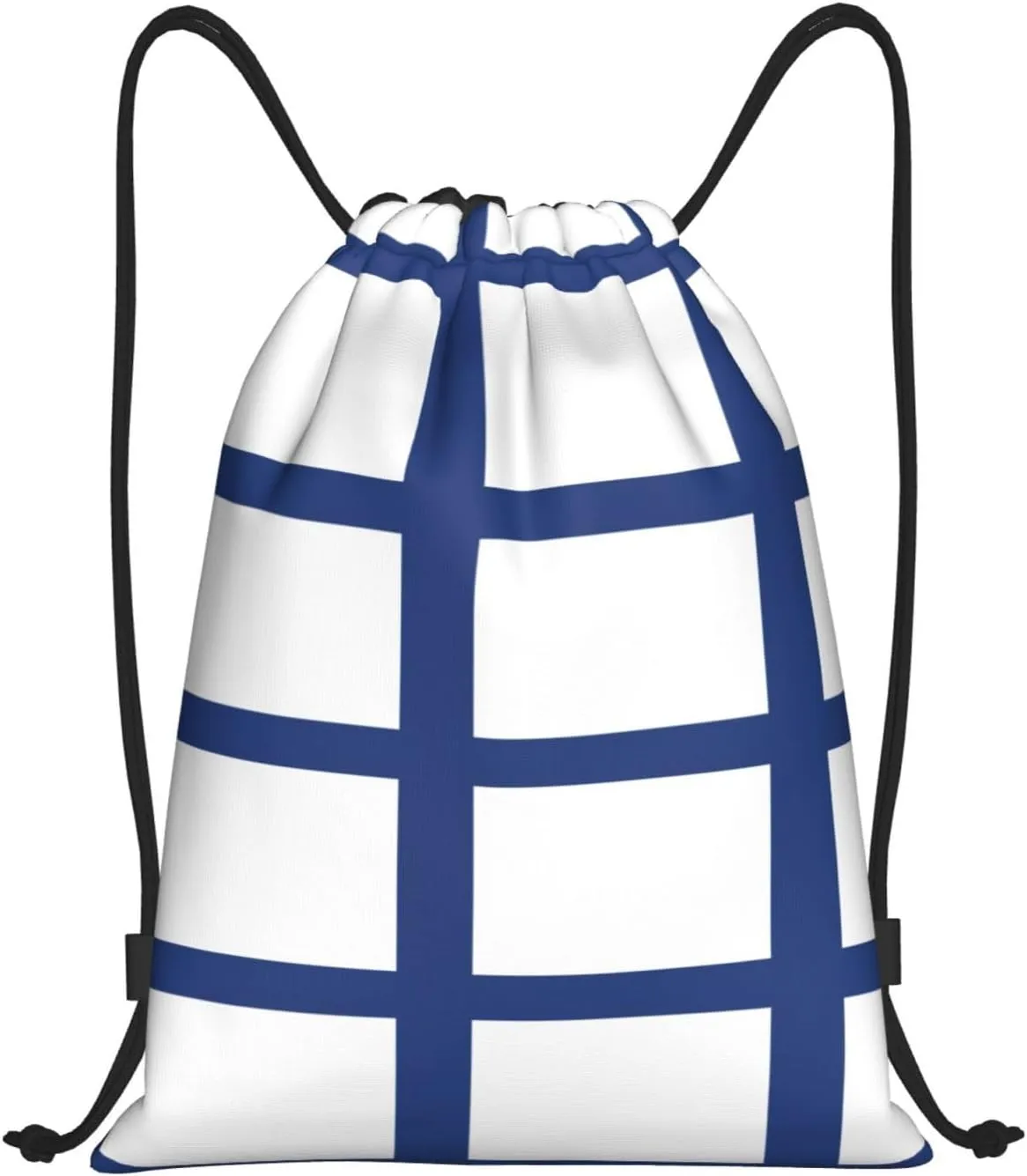 Finnish Flag Stylish Drawstring Backpacks Cinch Bags, Gym Cinch Bag Polyester String Bag For Men Women