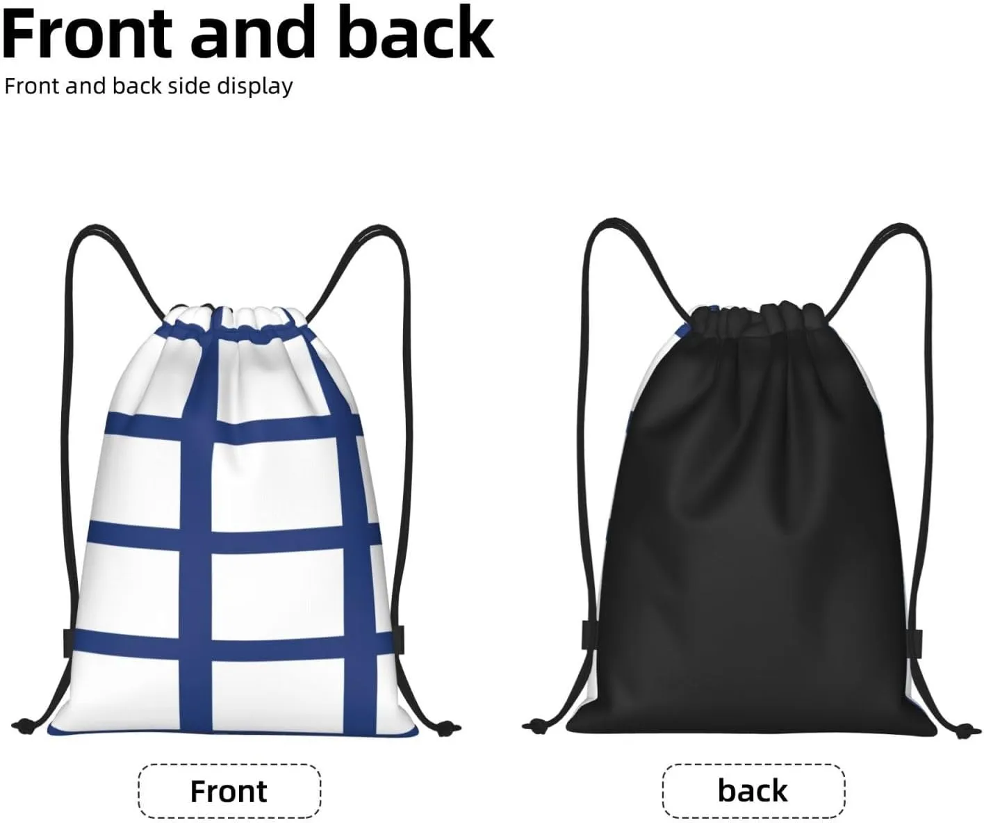 Finnish Flag Stylish Drawstring Backpacks Cinch Bags, Gym Cinch Bag Polyester String Bag For Men Women
