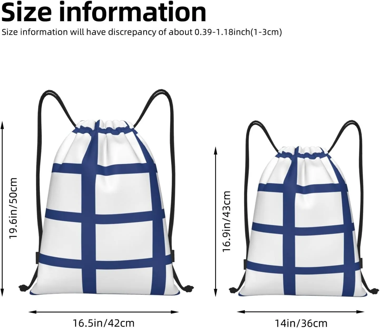 Finnish Flag Stylish Drawstring Backpacks Cinch Bags, Gym Cinch Bag Polyester String Bag For Men Women