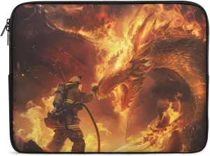 Firefighter Fighting Against Flames Dragon Laptop Sleeve Portable Waterproof Computer Pouch Laptop Bag Protective Sleeve