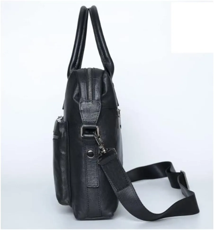 First Layer Cowhide Leather Men's Briefcase Business Large Capacity Men's Bag Cowhide Shoulder Cross Bag
