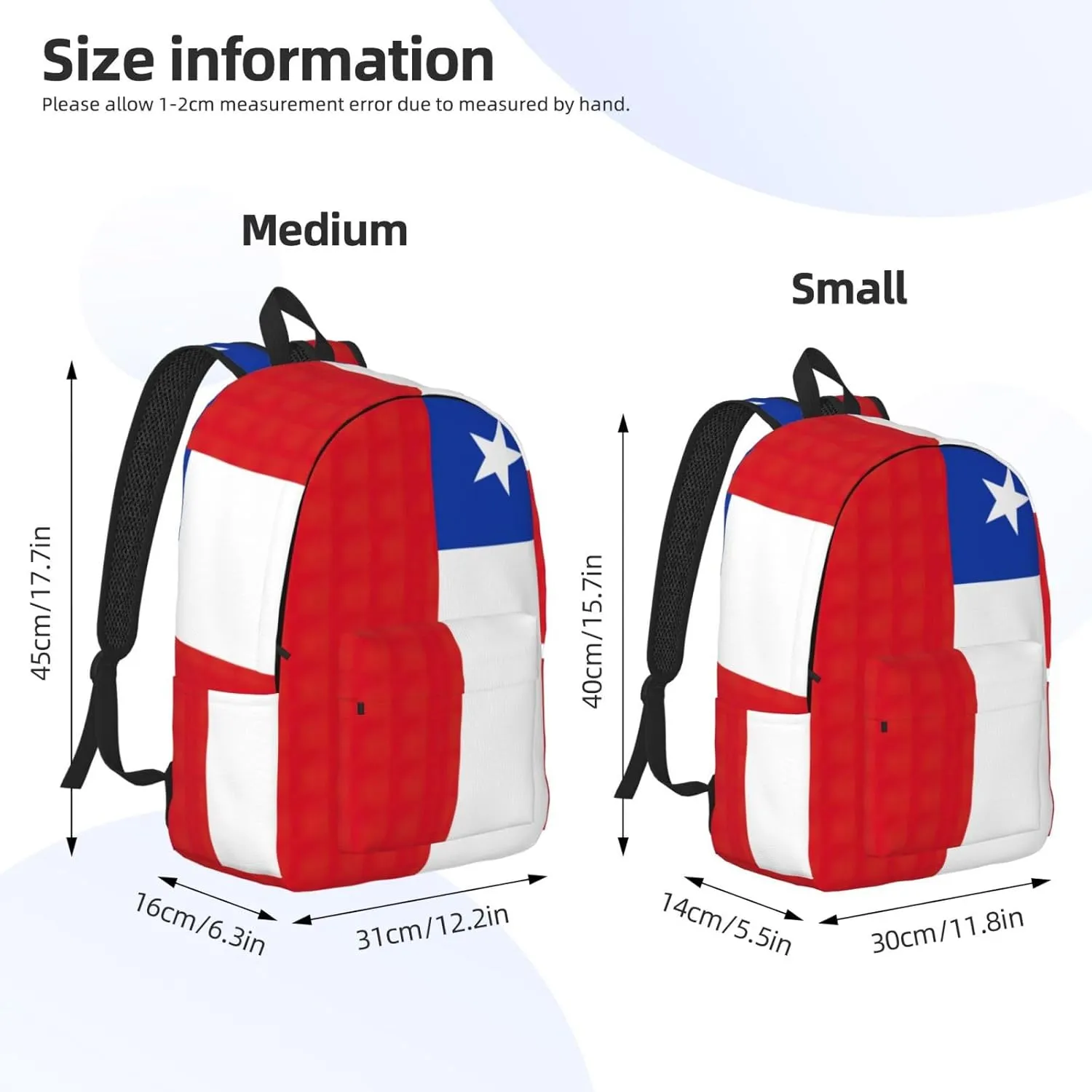 Flag of Chile print Backpack Travel Backpacks for Women Men College Backpack Computer Bag for Travel