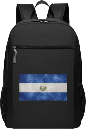 Flag of El Salvador Travel Laptop Backpack, Business Anti Theft Slim Sturdy Laptops Backpacks, College Computer Bag Gift for Men & Women Fits 17 Inch Notebook,Black