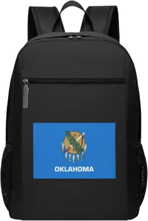 Flag of Oklahoma Travel Laptop Backpack, Business Anti Theft Slim Sturdy Laptops Backpacks, College Computer Bag Gift for Men & Women Fits 17 Inch Notebook,Black