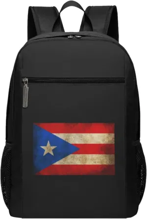 Flag of Puerto Rico Travel Laptop Backpack, Business Anti Theft Slim Sturdy Laptops Backpacks, College Computer Bag Gift for Men & Women Fits 17 Inch Notebook,Black