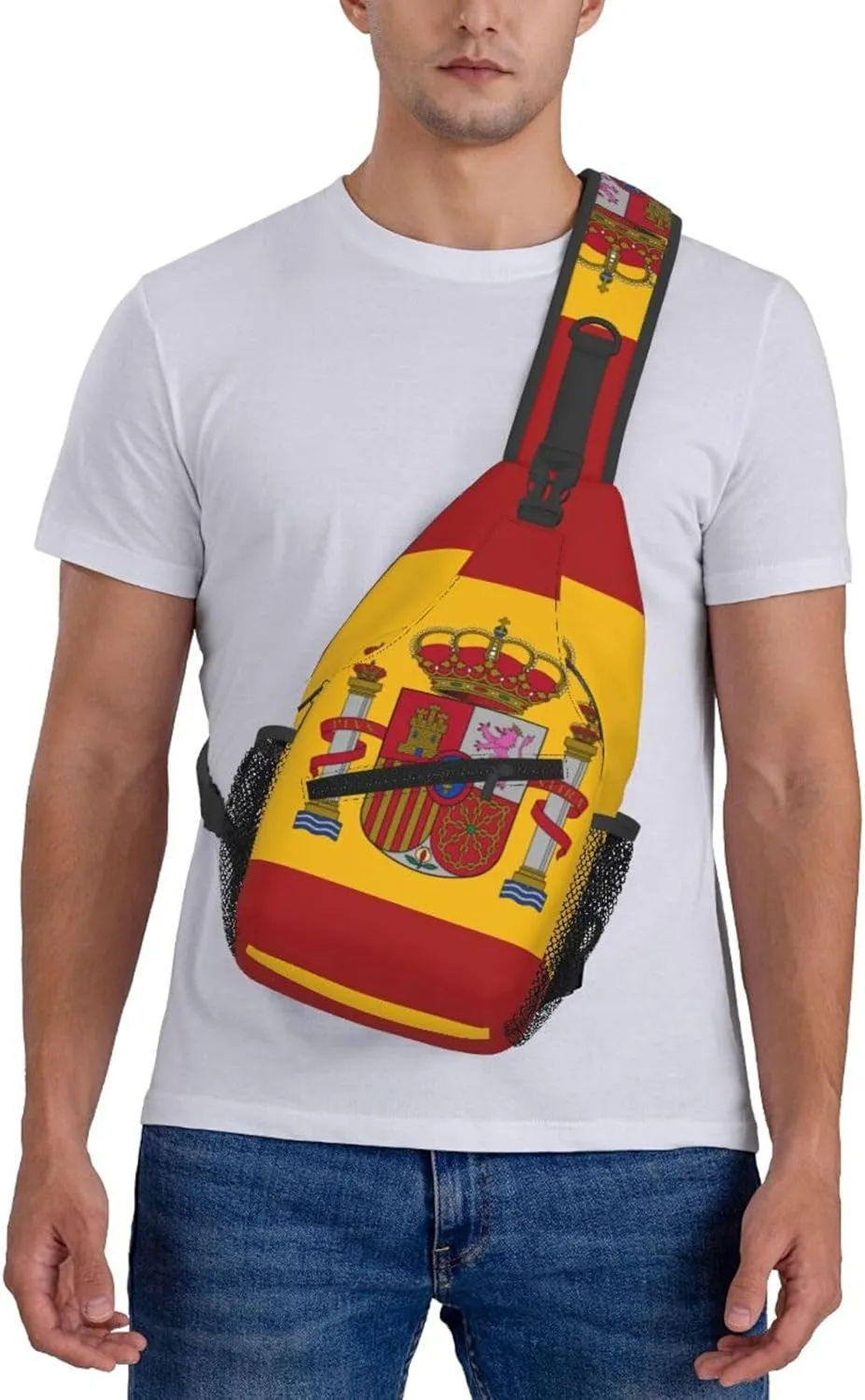 Flag of spain Sling Bag for Men Women Adjustable Shoulder Sling Backpack Lightweight Chest Crossbody Bags for Travel Hiking Daypack Fanny Pack