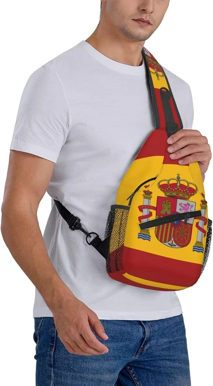 Flag of spain Sling Bag for Men Women Adjustable Shoulder Sling Backpack Lightweight Chest Crossbody Bags for Travel Hiking Daypack Fanny Pack