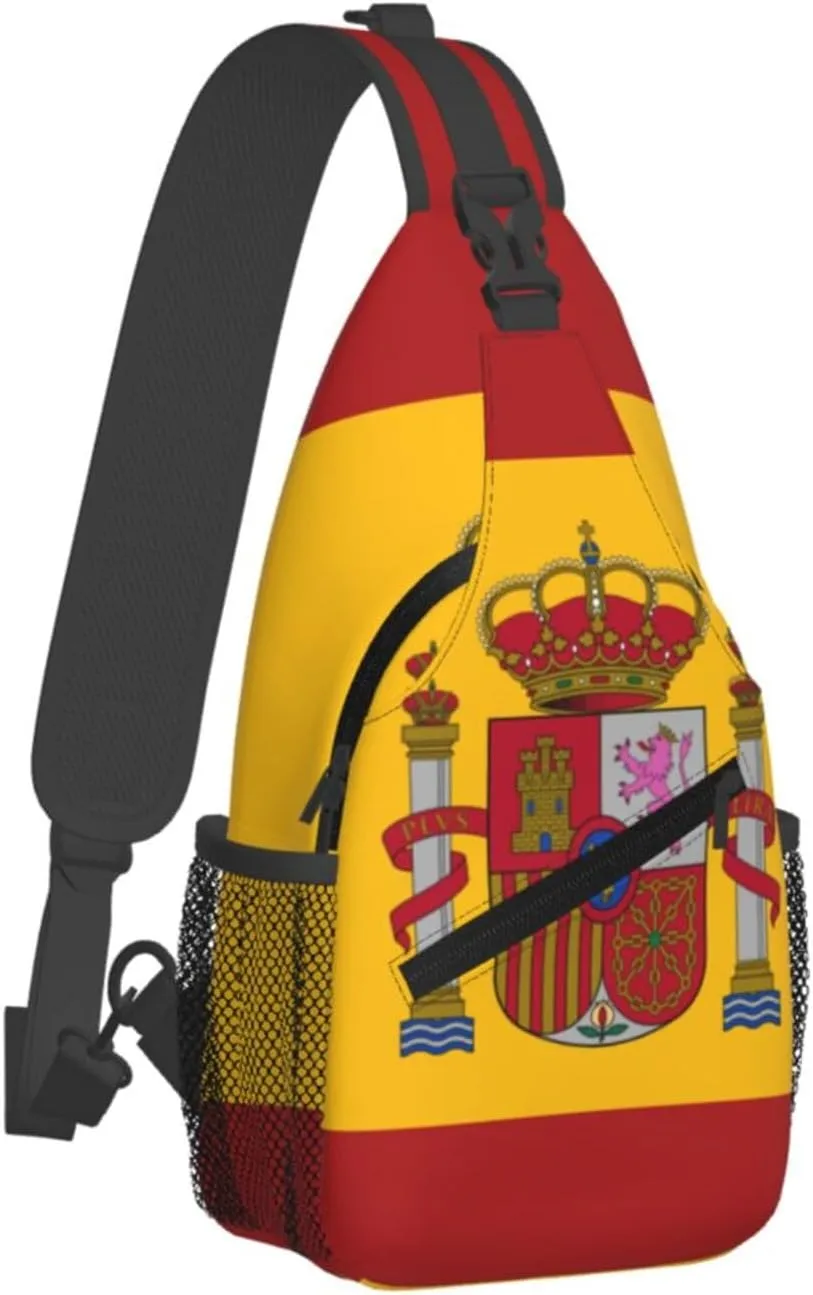 Flag of spain Sling Bag for Men Women Adjustable Shoulder Sling Backpack Lightweight Chest Crossbody Bags for Travel Hiking Daypack Fanny Pack