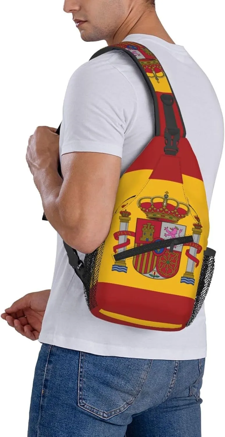 Flag of spain Sling Bag for Men Women Adjustable Shoulder Sling Backpack Lightweight Chest Crossbody Bags for Travel Hiking Daypack Fanny Pack