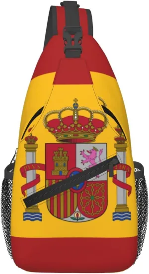 Flag of spain Sling Bag for Men Women Adjustable Shoulder Sling Backpack Lightweight Chest Crossbody Bags for Travel Hiking Daypack Fanny Pack