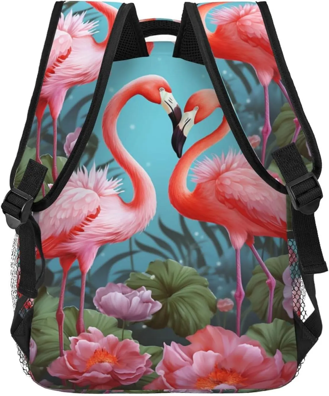 Flamingo Love Flowers Backpack for Men Women Casual Daypack Laptop Backpack Computer Bag Travel Laptop Bag