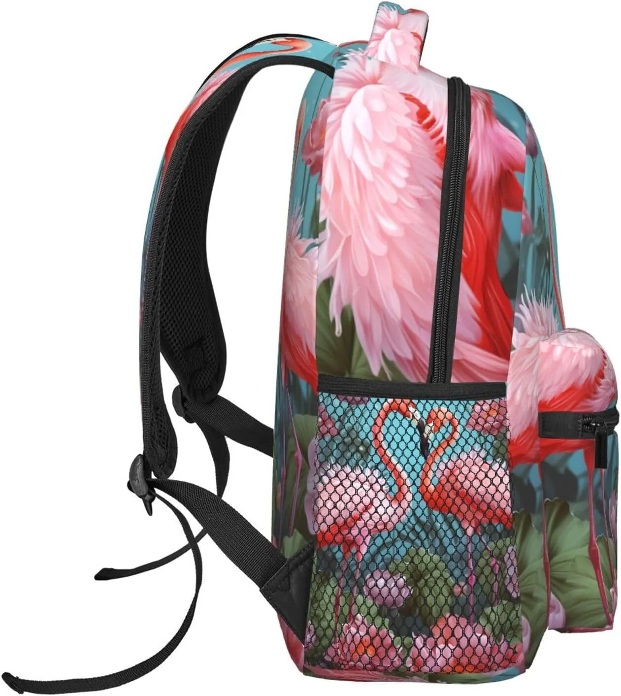 Flamingo Love Flowers Backpack for Men Women Casual Daypack Laptop Backpack Computer Bag Travel Laptop Bag