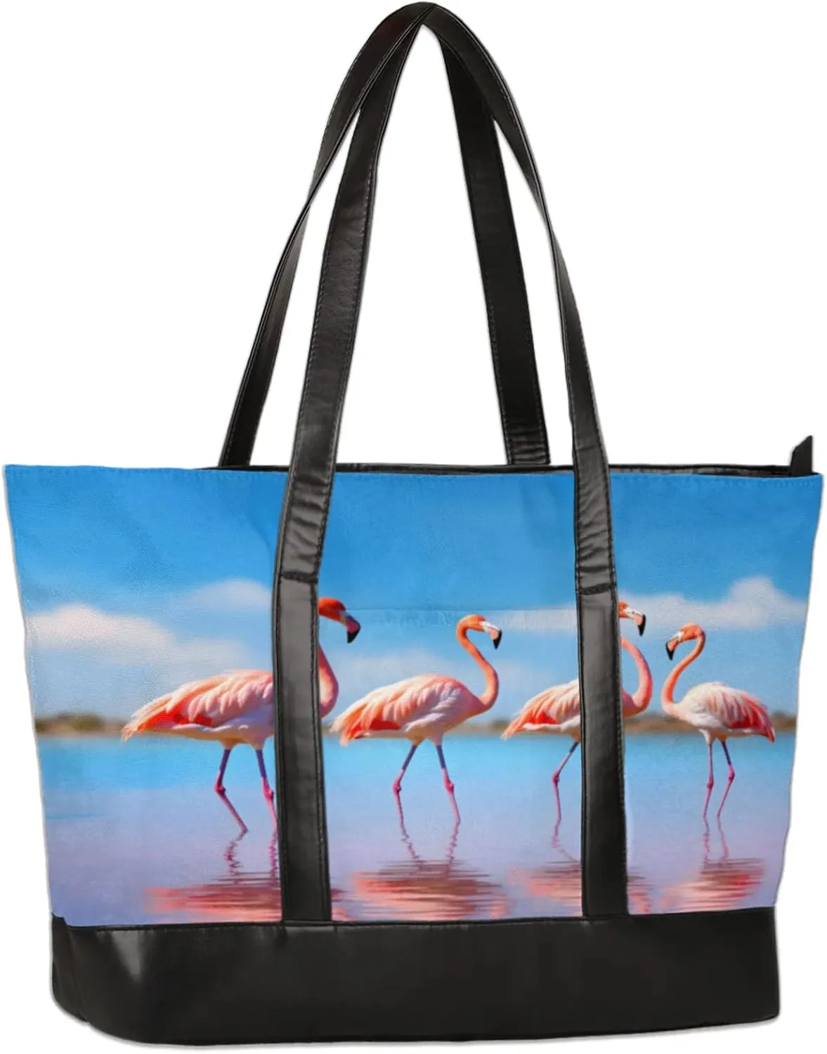 Flamingos Coast Laptop Tote Bag for Women Lightweight Work Purse with Multiple Compartments Fits 13-15.6 Inch Laptop Tablet Shoulder Bag for Office Travel Daily Use