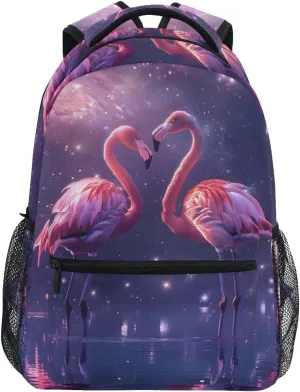 Flamingos Nebula Backpack 3rd 4th 5th Grade School Bookbag Travel Laptop Daypack Bag Purse for Boys Girls Teens