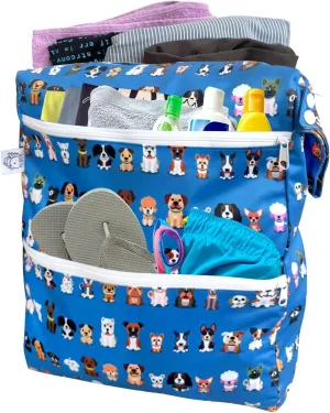 FLOCK THREE 3D Waterproof and Washable Wet Bag Luggage Organiser for Travel storage Stroller Daycare Baby Diapers Yoga Beach Pool Swimsuits Luggage Packing for Travel Accessories (Cute Dogs)