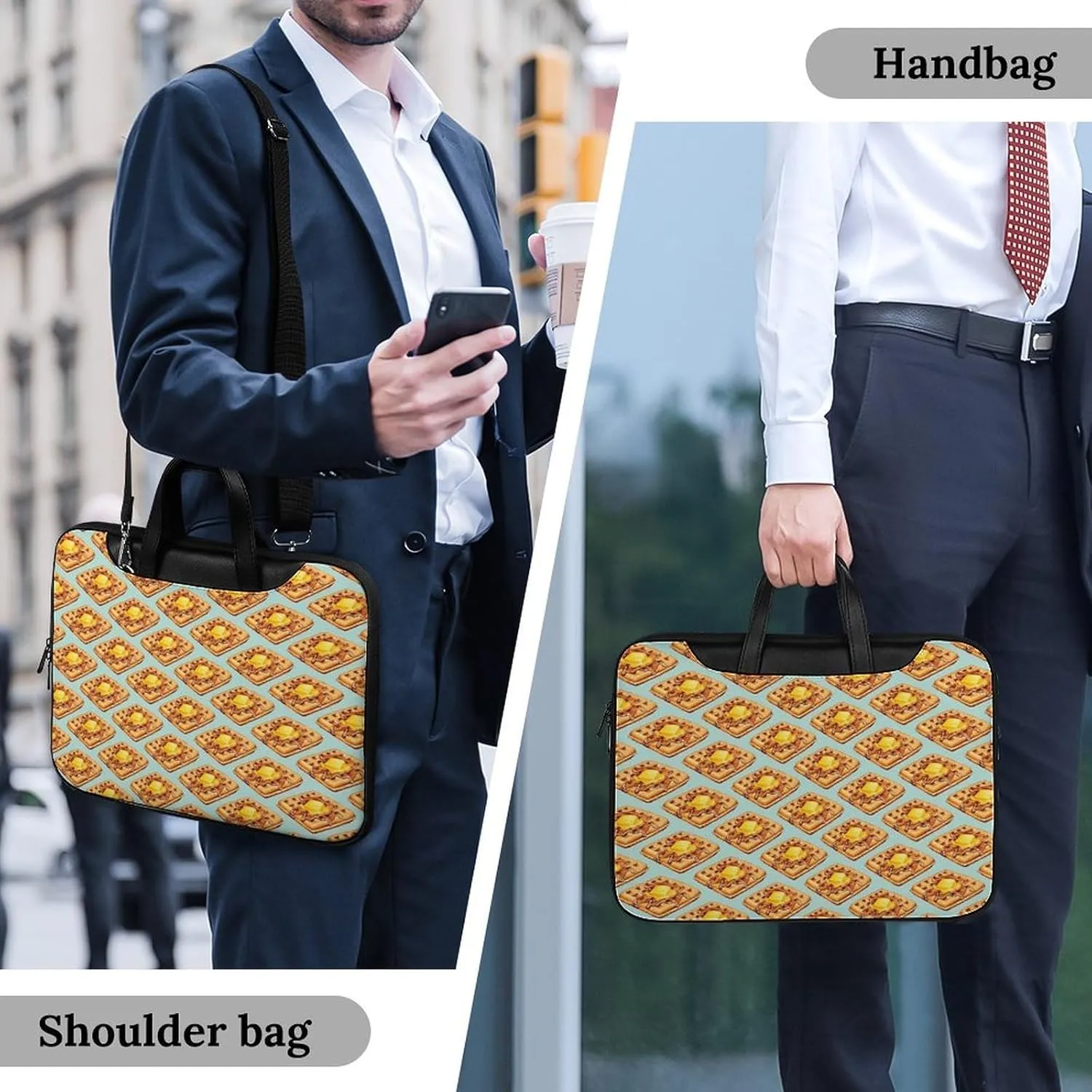 Floral Cherry Blossoms Leather Computer Bag with Multiple Sizes to Choose From, Convenient to Carry