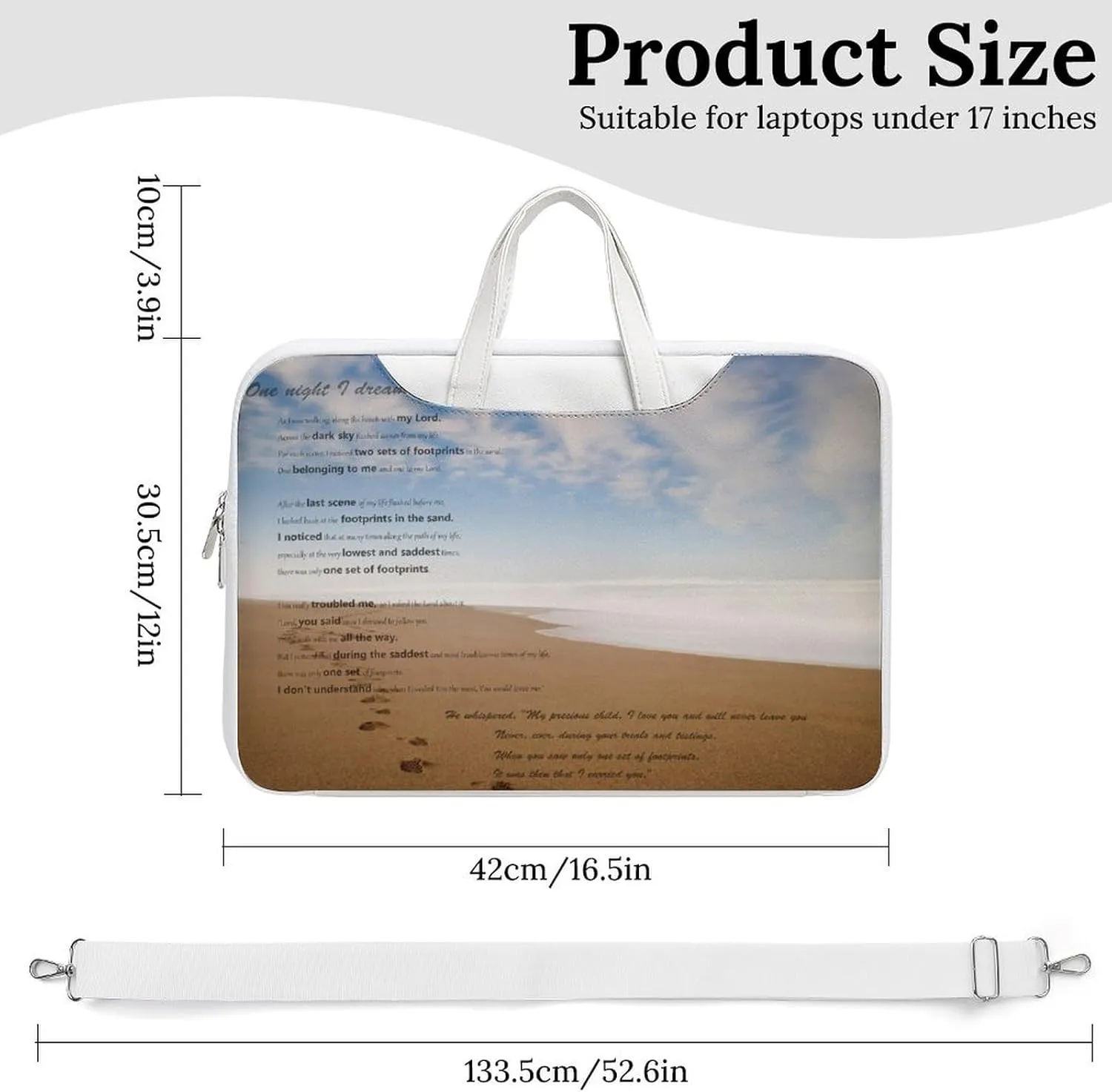 Floral Cherry Blossoms Leather Computer Bag with Multiple Sizes to Choose From, Convenient to Carry