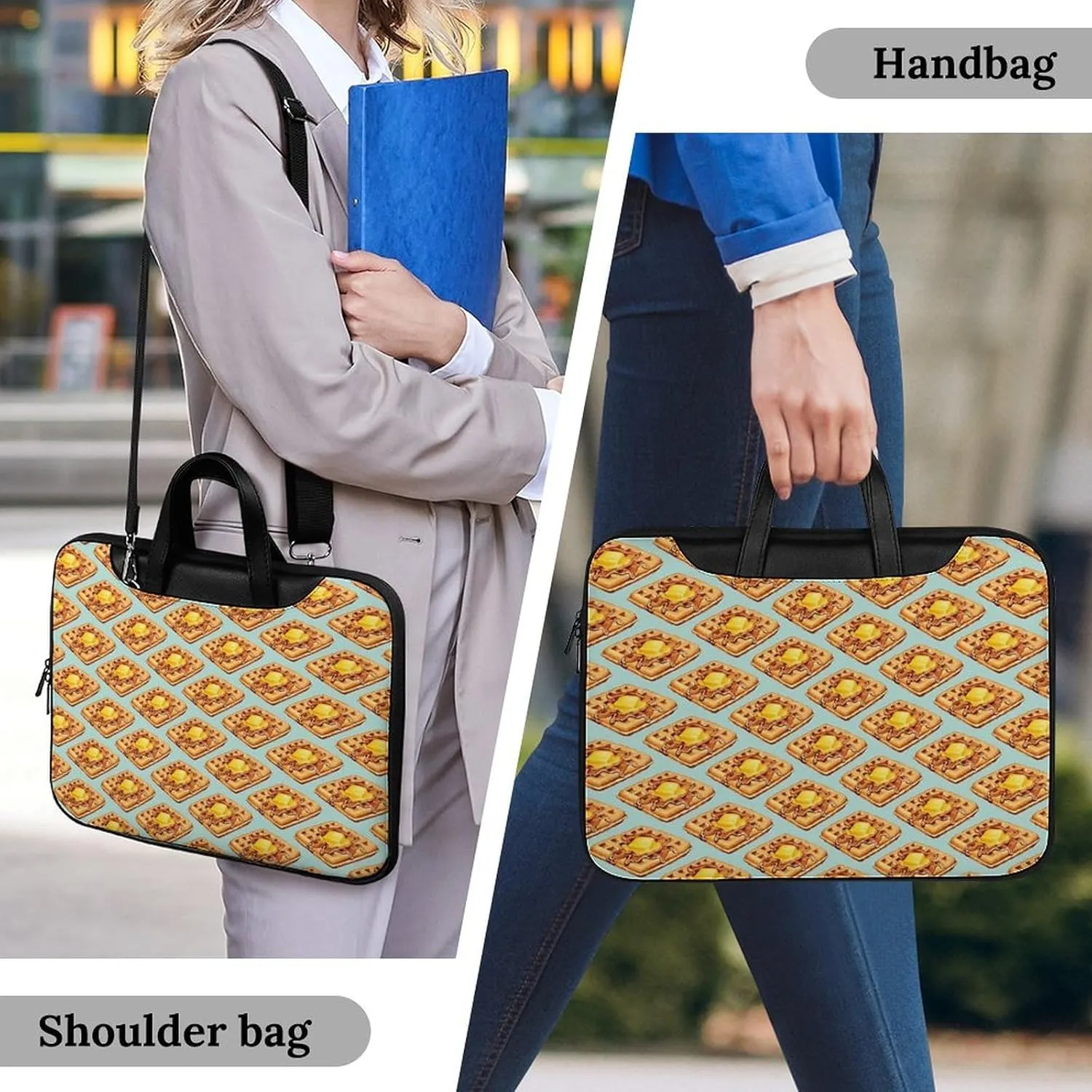 Floral Cherry Blossoms Leather Computer Bag with Multiple Sizes to Choose From, Convenient to Carry