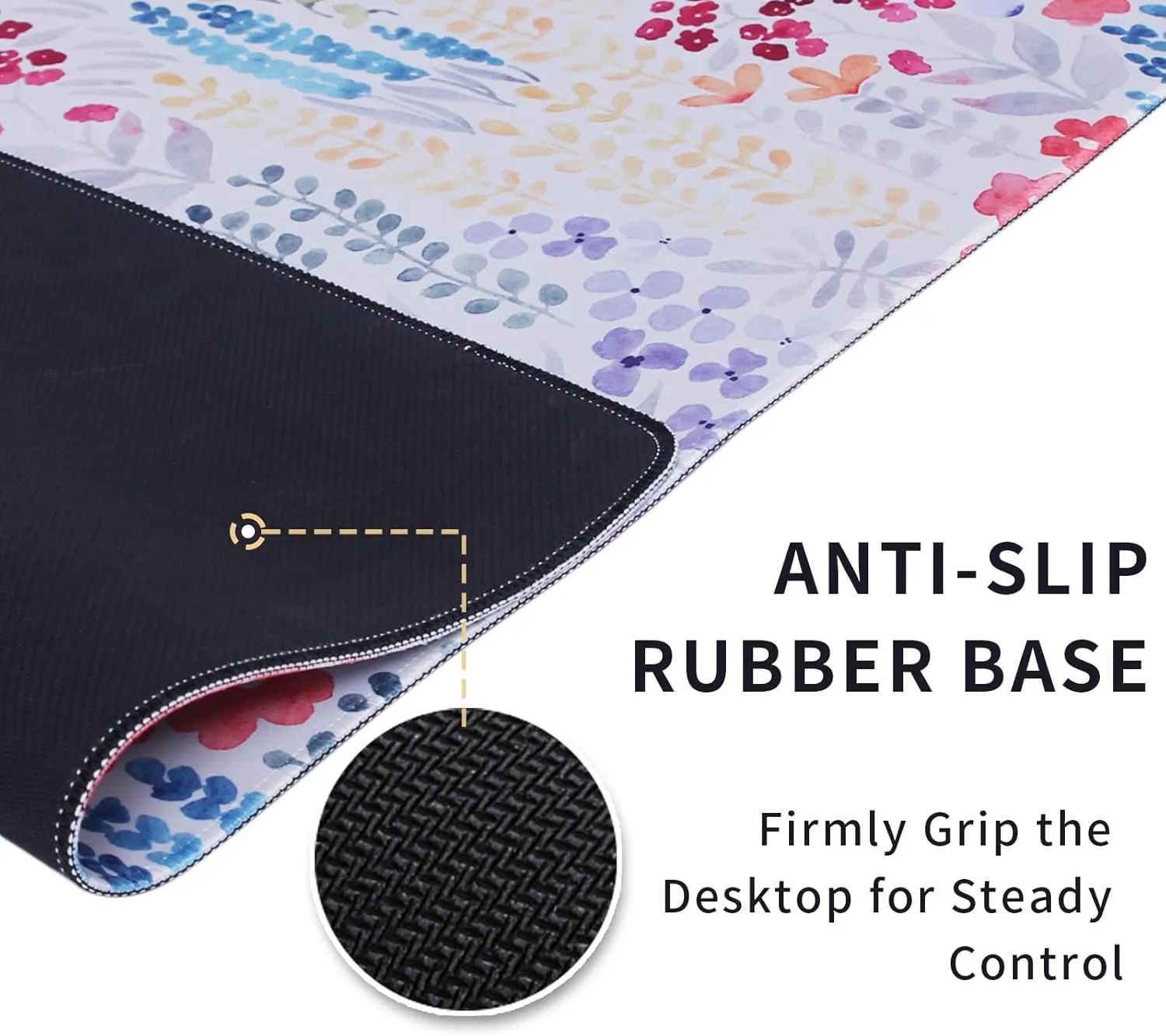 Floral Gaming Mouse Pad Large Desk Mat XXL Mouse Pad Botanical Non-Slip Rubber Base Keyboard Pad Waterproof Desktop Mat for Laptop Computer Work Game Home Office-Meadow with Flowers