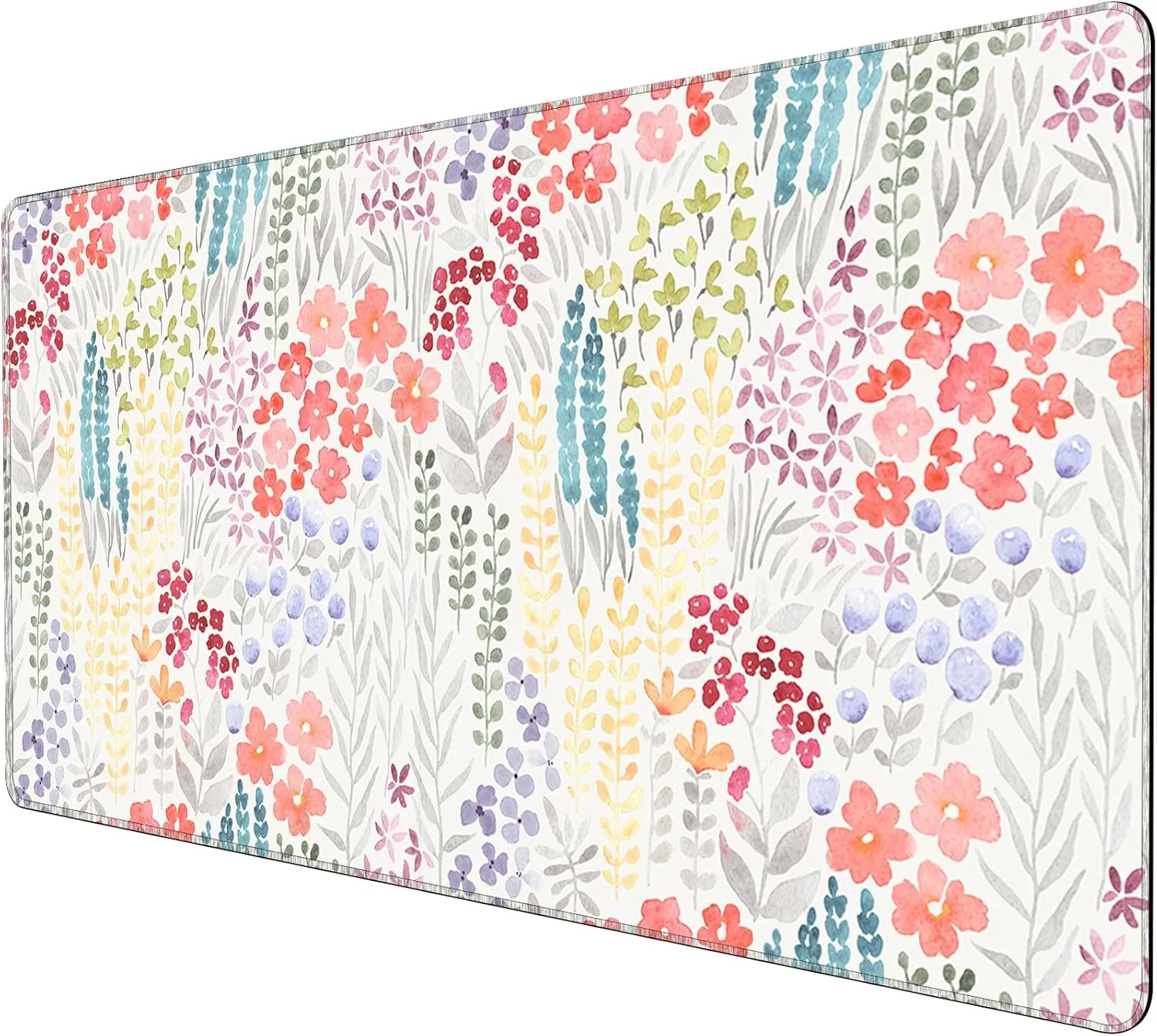 Floral Gaming Mouse Pad Large Desk Mat XXL Mouse Pad Botanical Non-Slip Rubber Base Keyboard Pad Waterproof Desktop Mat for Laptop Computer Work Game Home Office-Meadow with Flowers