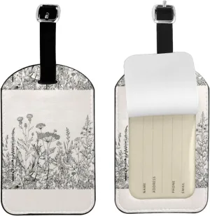 Floral Herbs Botanical Engraving Print Airplane Luggage Tag Elegant Luggage Tag 4.3 X 2.76 Inch for Suitcases Travel Bags
