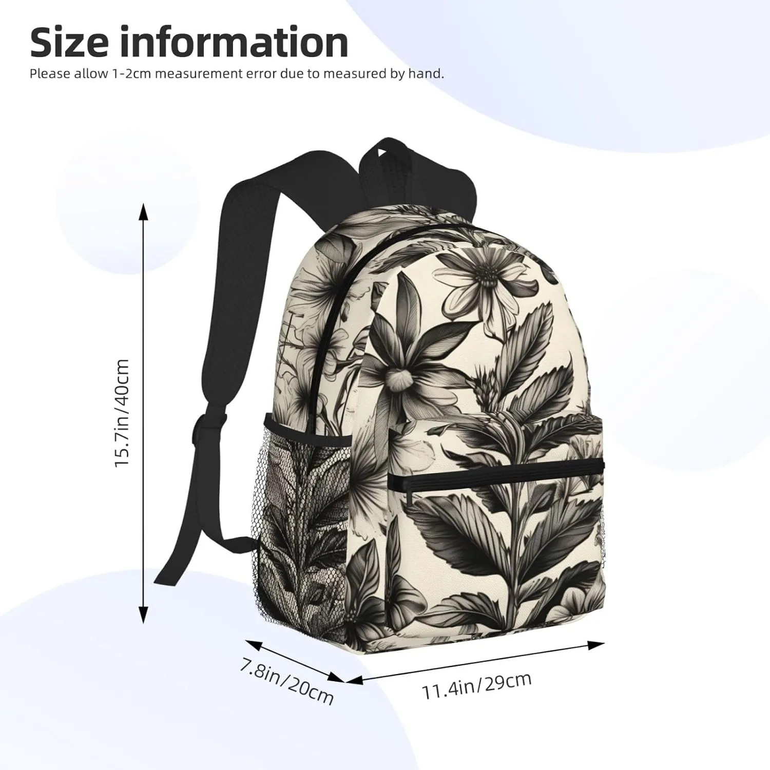 Floral Herbs Botanical Pattern Backpack Cute Print Bookbag Women Travel Casual Water-resistant Backpack Travel Bag bags
