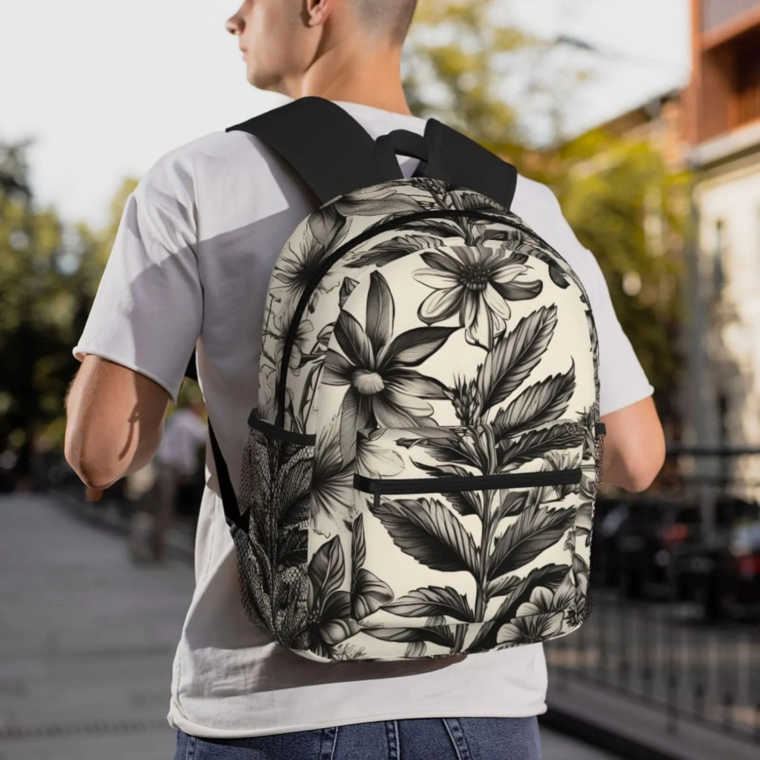 Floral Herbs Botanical Pattern Backpack Cute Print Bookbag Women Travel Casual Water-resistant Backpack Travel Bag bags